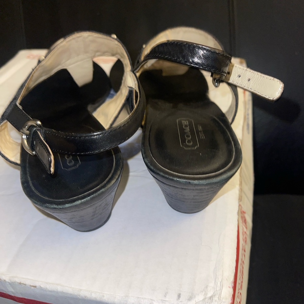 Coach Despina Black Thong Wedge Sandals with Silver Hardware Size 10B - Picture 8 of 16